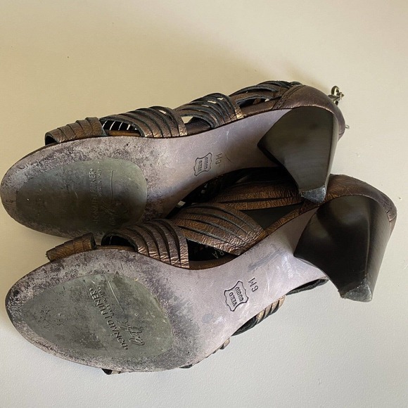 Donald J Pliner Thora Ankle Boot Bootie Leather Bronze Open Toe Metal St… - Picture 7 of 7